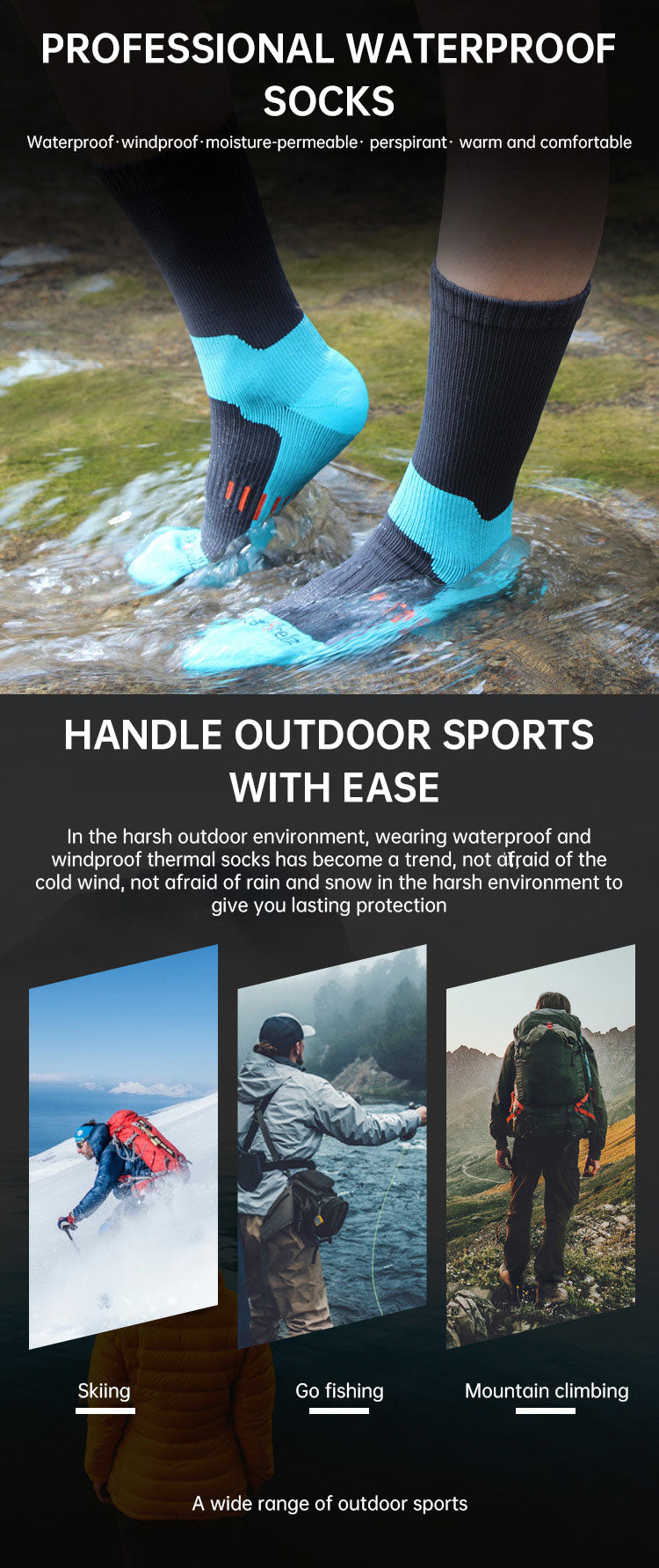 Waterproof Breathable Snow/rain Warm Waterproof Socks