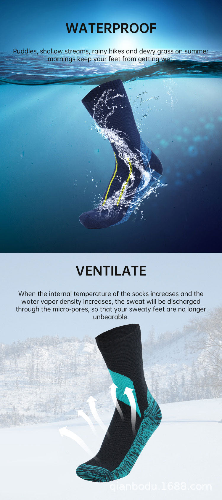 Waterproof Breathable Snow/rain Warm Waterproof Socks