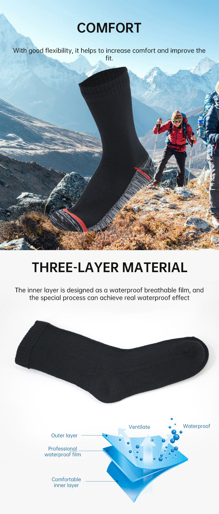 Waterproof Breathable Snow/rain Warm Waterproof Socks